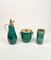 Green Goatskin & Brass Barware Set attributed to Aldo Tura for Macabo, Italy, 1960s, Set of 3 2