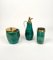 Green Goatskin & Brass Barware Set attributed to Aldo Tura for Macabo, Italy, 1960s, Set of 3 5