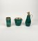 Green Goatskin & Brass Barware Set attributed to Aldo Tura for Macabo, Italy, 1960s, Set of 3 3
