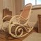 Rocking Chair Style Art Nouveau en Bois Courbé et en Jonc 1