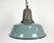 Industrial Petrol Enamel Factory Ceiling Lamp with Cast Iron Top, 1960s, Image 1