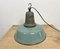 Industrial Petrol Enamel Factory Ceiling Lamp with Cast Iron Top, 1960s 12