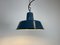 Lámpara colgante industrial pequeña esmaltada en azul, años 60, Imagen 10