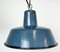Lámpara colgante industrial pequeña esmaltada en azul, años 60, Imagen 2