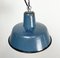 Lámpara colgante industrial pequeña esmaltada en azul, años 60, Imagen 5