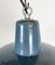 Petite Lampe à Suspension Industrielle en Émail Bleu, 1960s 3