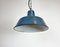 Petite Lampe à Suspension Industrielle en Émail Bleu, 1960s 7