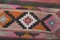 Vintage Turkish Geometric Pastel Staircase Kilim Runner Rug 8