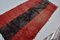 Modern Turkish Kilim Rug in Red and Black with Pom Pom Detail 3