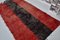 Modern Turkish Kilim Rug in Red and Black with Pom Pom Detail 7