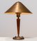 Brass and Elm Table Lamp in the style of Harald Elof Notini for Böhlmarks, 1940s 2