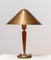 Brass and Elm Table Lamp in the style of Harald Elof Notini for Böhlmarks, 1940s 5