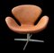 Sedia Swan in pelle di Arne Jacobsen per Fritz Hansen, 1967, Immagine 1