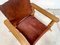 South American Brutalist Leather & Oak Safari Chair, Colombia, 1960s, Image 8