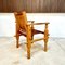 South American Brutalist Leather & Oak Safari Chair, Colombia, 1960s 4