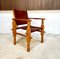 South American Brutalist Leather & Oak Safari Chairs, Colombia, 1960s, Set of 2 8