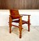 South American Brutalist Leather & Oak Safari Chairs, Colombia, 1960s, Set of 2 16