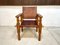 South American Brutalist Leather & Oak Safari Chairs, Colombia, 1960s, Set of 2 5