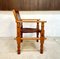 South American Brutalist Leather & Oak Safari Chairs, Colombia, 1960s, Set of 2 7