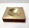Postmodern Square Brass and Walnut Ashtray, Italy, 1980s, Image 1