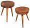 Taburetes o mesas auxiliares de madera con trípode, años 50, Francia. Juego de 2, Imagen 10