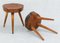 Taburetes o mesas auxiliares de madera con trípode, años 50, Francia. Juego de 2, Imagen 4