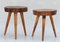 Taburetes o mesas auxiliares de madera con trípode, años 50, Francia. Juego de 2, Imagen 9