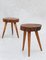 Taburetes o mesas auxiliares de madera con trípode, años 50, Francia. Juego de 2, Imagen 1