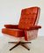 Mid-Century Danish Red Leather and Suede Lounge Chair, 1970s 1