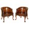 Antique Carved Claw & Ball Tub Armchairs in the style of Thomas Chippendale, 1880, Set of 2 1
