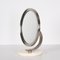 Mid-Century Italian Round White Carrara Marble and Steel Dressing Mirror, 1960s 15
