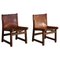 Leather & Walnut Model Riaza Hunting Lounge Chairs by Paco Muñoz, 1960, Set of 2 1