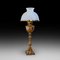 Victorian Brass Oil Lamp with White Glass Shade 1