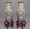 Mid 20th Century Chinese Porcelain Famille Rose Vases on Wooden Stands, 1960, Set of 2 19