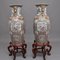 Mid 20th Century Chinese Porcelain Famille Rose Vases on Wooden Stands, 1960, Set of 2 16