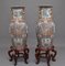 Mid 20th Century Chinese Porcelain Famille Rose Vases on Wooden Stands, 1960, Set of 2 15