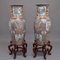 Mid 20th Century Chinese Porcelain Famille Rose Vases on Wooden Stands, 1960, Set of 2 18