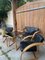 Mid-Century Ledersofa, Sessel und Tisch, 4er Set 1