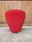 Roter Mid-Century Sessel mit Sonderfüßen, 1950er 3