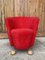 Roter Mid-Century Sessel mit Sonderfüßen, 1950er 5