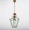 Italian Brass and Beveled Glass Hexagonal Pendant Lamp in the Style of Adolf Loos, 1950s 7