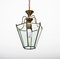 Italian Brass and Beveled Glass Hexagonal Pendant Lamp in the Style of Adolf Loos, 1950s 3