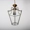 Lámpara colgante italiana hexagonal de latón y vidrio biselado, años 50, Imagen 10