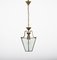 Italian Brass and Beveled Glass Hexagonal Pendant Lamp in the Style of Adolf Loos, 1950s 5