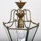 Lámpara colgante italiana hexagonal de latón y vidrio biselado, años 50, Imagen 15