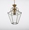 Italian Brass and Beveled Glass Hexagonal Pendant Lamp in the Style of Adolf Loos, 1950s 8