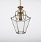 Italian Brass and Beveled Glass Hexagonal Pendant Lamp in the Style of Adolf Loos, 1950s, Image 8