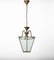 Italian Brass and Beveled Glass Hexagonal Pendant Lamp in the Style of Adolf Loos, 1950s 2