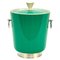 Mid-Century Italian Emerald Green Plastic Ice Bucket with Aluminium Handles, 1960s 1