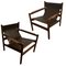 Mid-Century Leather & Walnut Roxinho Safari Lounge Chairs by Michel Arnoult, Set of 2 1